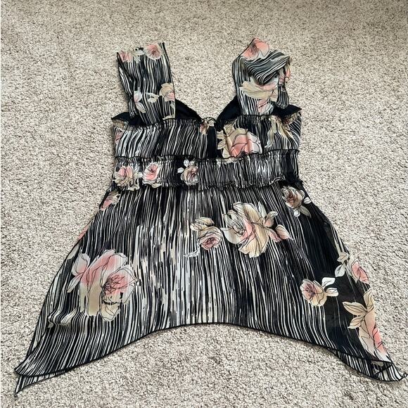 Vintage Arden B XS 90s Zebra Floral Rose Sheer Tank Top Going out Top Fairycore - Picture 3 of 9